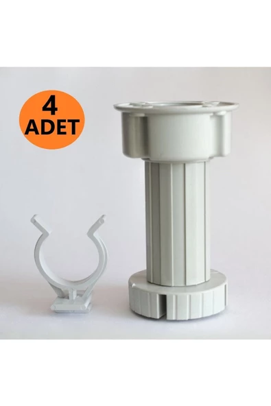 ŞENEL 4 Adet Baza Ayağı Ve Klips Takım Mutfak Baza 10 Cm - 15 Cm Ayarlanabilir Ayak