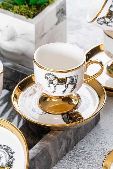 btmhome Tamara Porselen 6 Kişilik Kahve Fincanı Takımı Seti - 90 ml