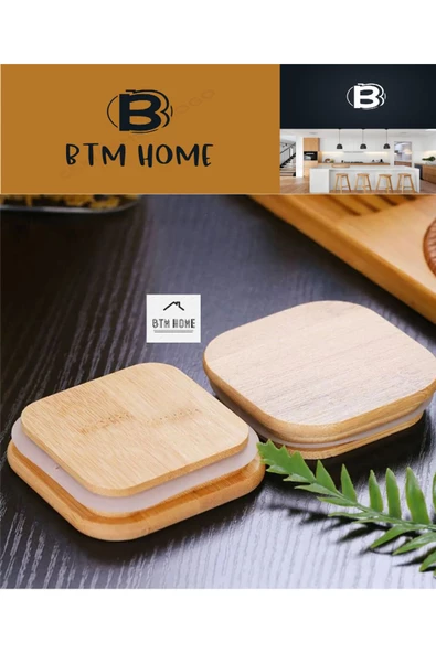 btmhome 1300 ml Bambu Kare Vakum Kapaklı Borosilikat Cam Kavanoz Saklama Kabı (1 ADET) - 4