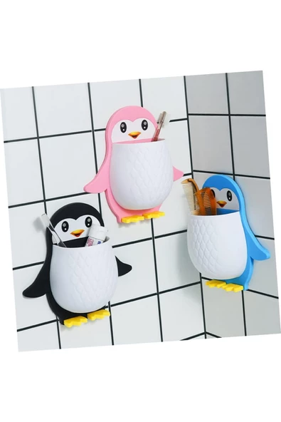 btmhome Çok Amçlı Penguen Raf Kutusu Banyo  Makyaj Diş Fırçası Tutucu 1 Adet - 3