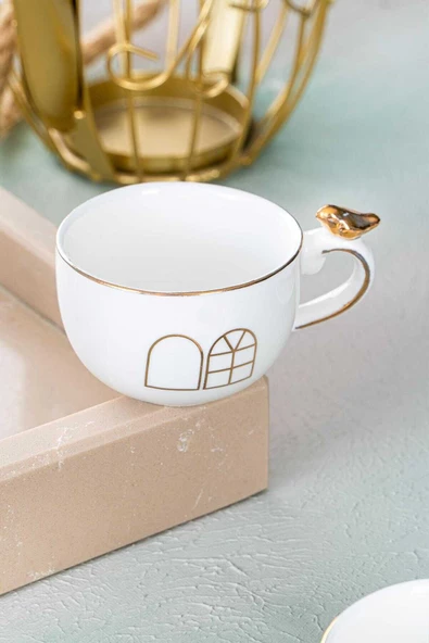 btmhome June 6 Kişilik Porselen Kahve Fincanı Takımı Seti - 90 ml - 3