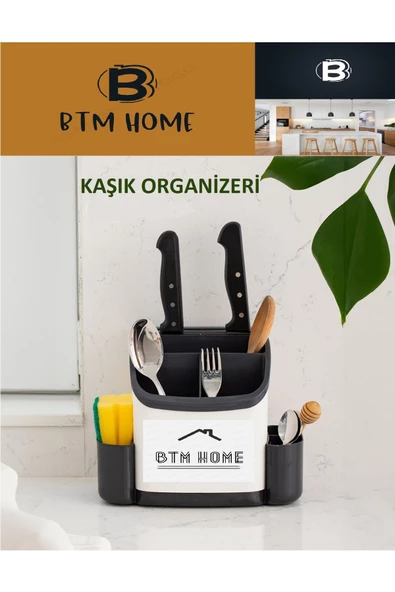 btmhome Tezgah Üstü  Organizer Kaşıklık , Kepçe , Kaşık  , Bıçak Organizeri