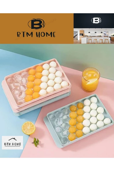btmhome Yuvarlak Buz Küpü Kalıbı - Dondurucu için Kapaklı Top Buz Kalıbı 33 Adet - 5