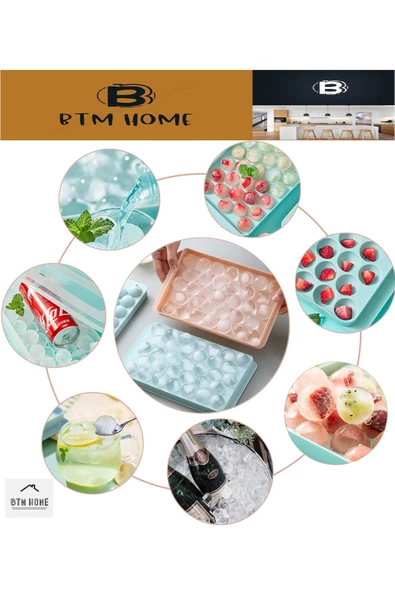 btmhome Yuvarlak Buz Küpü Kalıbı - Dondurucu için Kapaklı Top Buz Kalıbı 33 Adet - 7