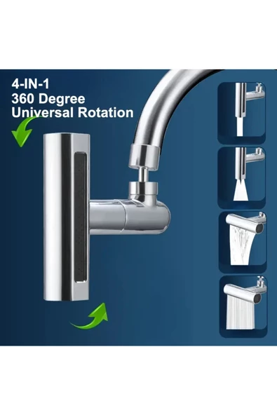 btmhome 4 Fonksiyonlu Musluk Batarya Başlığı Tüm Musluklara Uyumlu Aparatlı - 3
