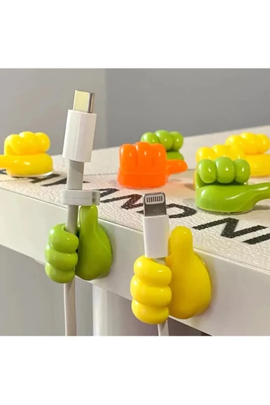 btmhome Kendinden Yapışkanlı Çok Amaçlı Baş Parmak Şeklinde  Kablo ve Malzeme Tutucu 5 Adet - 5