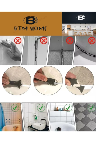 btmhome 3'ü 1 Arada Fayans Derz Dolgu Kazıyıcı Sıyırıcı Silikon Sökücü Ve Uygulayıcı Aparatı - 2