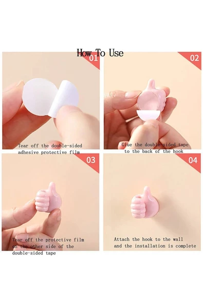 btmhome Kendinden Yapışkanlı Çok Amaçlı Baş Parmak Şeklinde  Kablo ve Malzeme Tutucu 5 Adet - 6