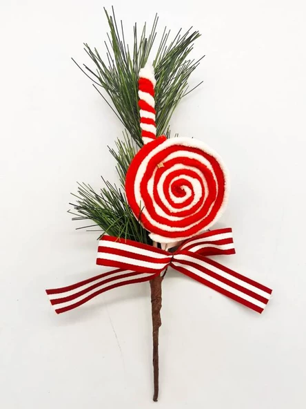 Yılbaşı Çam Dalı Sosyete Çubuk Şekerli 29 Cm