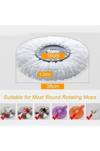 btmhome Paspas Başlığı, 360° Dönebilen Yuvarlak Döner Mikrofiber Yedek Başlık, Evrensel Döner Paspas Başlığı - 3