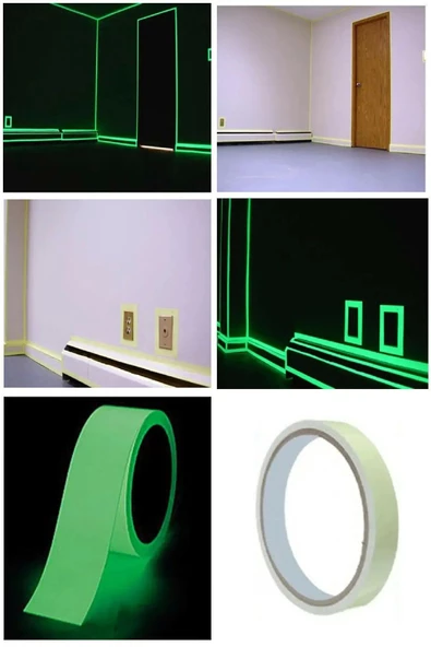 btmhome 3 Metre Yapışkanlı Karanlıkta Işık Veren Fosforlu Bant - 2