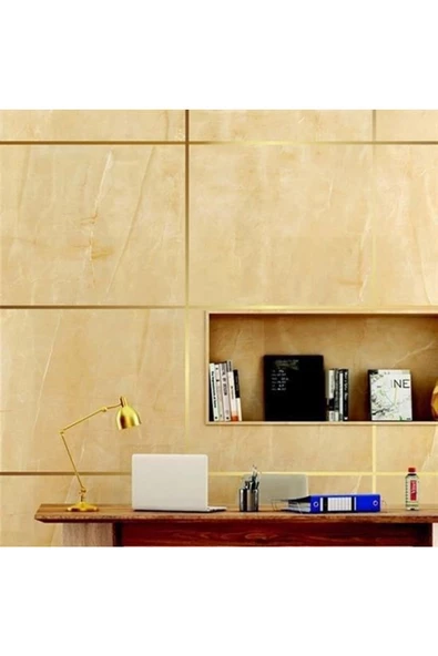 btmhome 50 Metre Fayans Arası Şerit Dekoratif Yapışkan Renkli Dekor Su Geçirmez Sızdırmaz Altın Bant Kaplama - 4