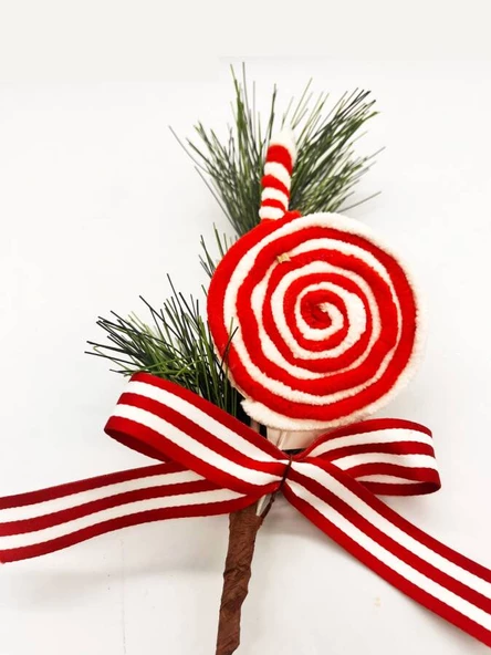 Yılbaşı Çam Dalı Sosyete Çubuk Şekerli 29 Cm - Resim 2