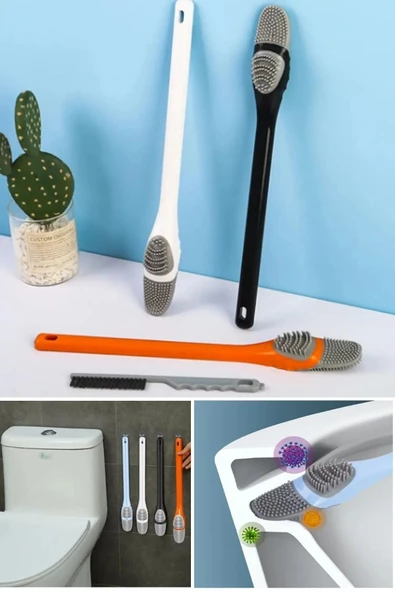 btmhome Pratik Silikon Klozet Temizleme Fırcası ve Kıl Fırça Hediyeli