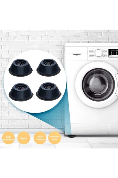 btmhome 4lü X4 Paket Beyaz Eşya Makine ve Koltuk Yatak Masa Silikon Tabanlı Ses ve Yükseltici Titreşim Önleyici Ayak - 2