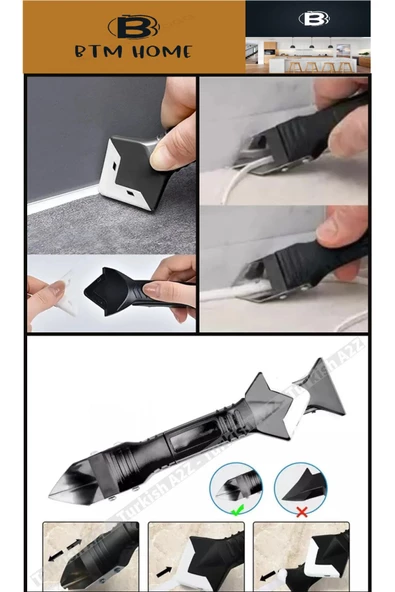 btmhome 3'ü 1 Arada Fayans Derz Dolgu Kazıyıcı Sıyırıcı Silikon Sökücü Ve Uygulayıcı Aparatı