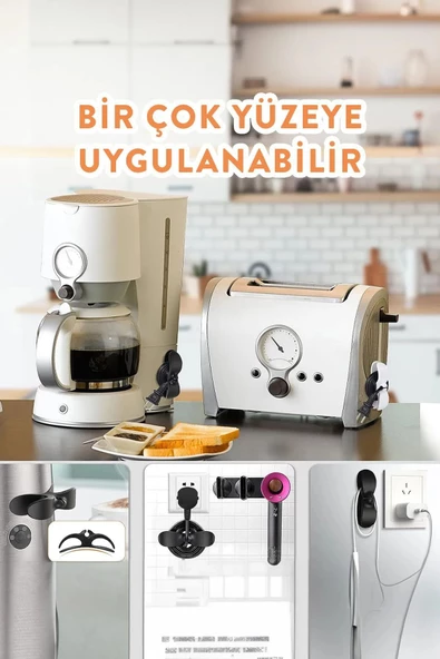 btmhome Çok Amaçlı Kablo Tutucu Kablo Toparlayıcı Airfryer Kablo Sabitleyici Düzenleyici 2 Adet Yapışkanlı