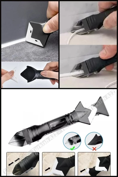 btmhome 3'ü 1 Arada Fayans Dolgu Derz Kazıyıcı Sıyırıcı Silikon Sökücü Uygulama Aparatı