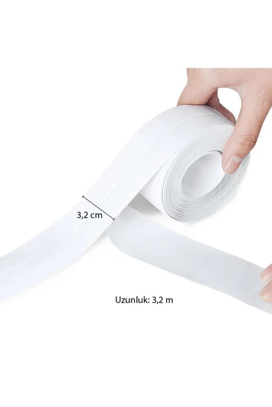 btmhome Lavabo Klozet Pimapen Kenarı ve Küvet Kenar Bandı - 3,2 Mt Su Sızdırmaz Geçirmez Bant - 3