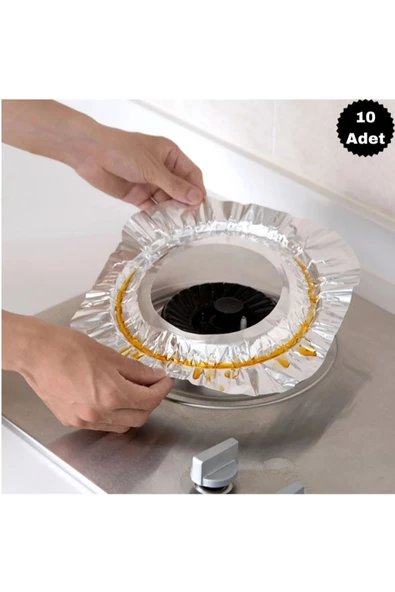 Btm Home 10 Adet Ocak Üstü Koruyucu Leke Önleyici Isıya Dayanıklı Ocak Izgara Koruyucu Folyo - 7