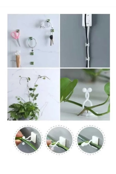 btmhome 10 Adet Kendinden Yapışkanlı Kablo Sarmaşık Çiçek Tutucu Duvar Sabitleme aparatı Yapışkanlı - 2