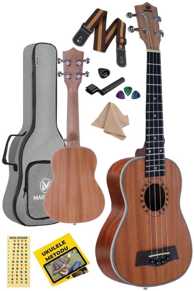 Maxword MU-21 PRO Yüksek Kaliteli Maun Soprano Ukulele Seti