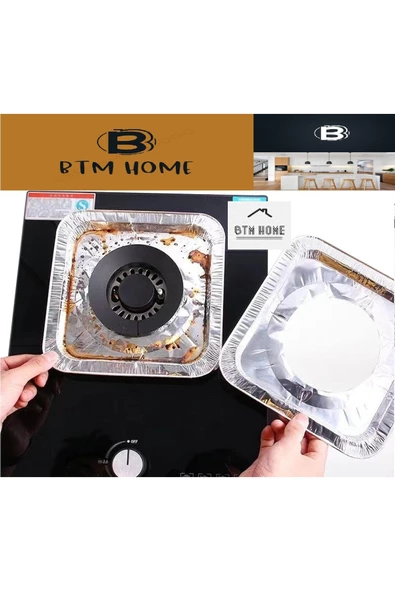 btmhome 10 Adet Ocak Üstü Leke Önleyici Yıkanabilir Isıya Dayanıklı Izgara Koruyucu Folyo - 3