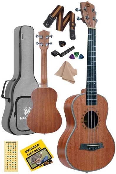 Maxword MU-24 PRO Yüksek Kaliteli Maun Concert Ukulele Seti