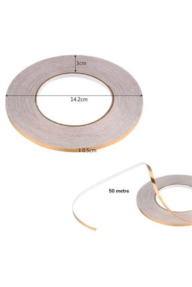 btmhome 50 Metre Fayans Arası Şerit Dekoratif Yapışkan Renkli Dekor Su Geçirmez Sızdırmaz Altın Bant Kaplama - 2