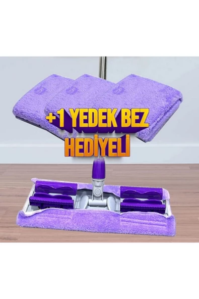 btmhome Mikrofiber Mandallı Mop, Teleskopik Saplı Set +1 Yedek Bezli