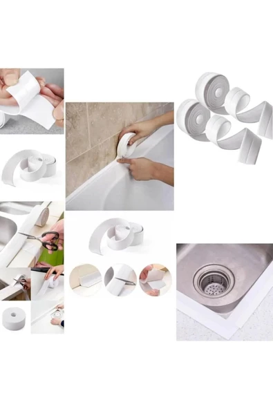 btmhome Lavabo Klozet Pimapen Kenarı ve Küvet Kenar Bandı - 3,2 Mt Su Sızdırmaz Geçirmez Bant - 2