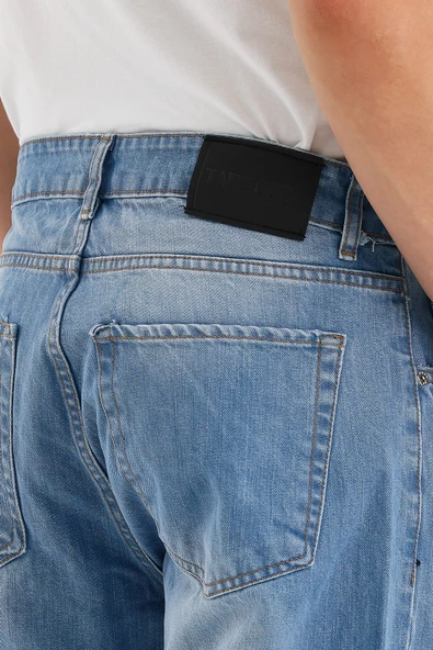 Erkek Düz Süper Baggy Paça Uzun Kot Pantolon - 5