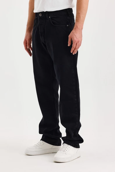 Erkek Düz Süper Baggy Paça Uzun Kot Pantolon - 12