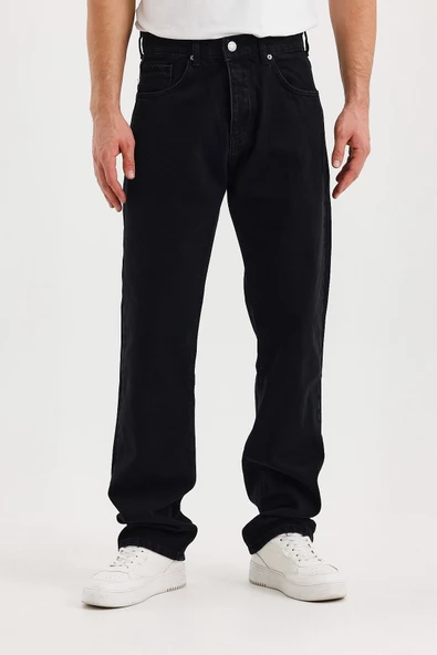 Erkek Düz Süper Baggy Paça Uzun Kot Pantolon - 11