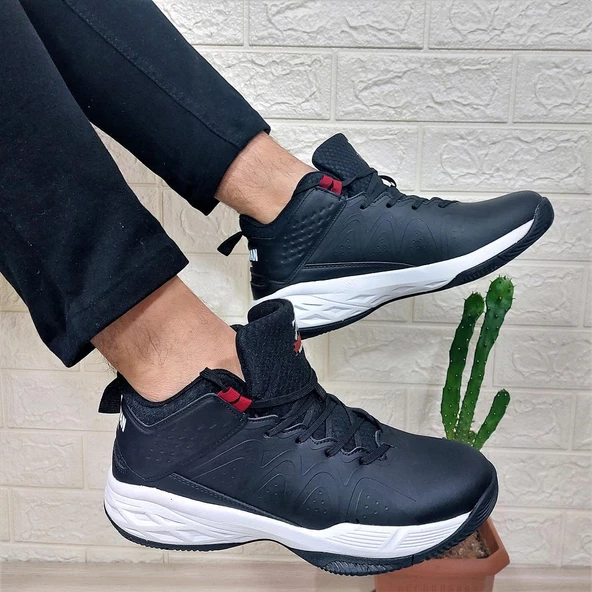 Jump 28652 Siyah-Beyaz Boğazlı Basket Spor Ayakkabı - Resim 3