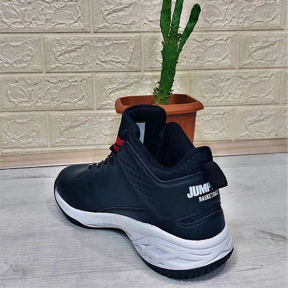 Jump 28652 Siyah-Beyaz Boğazlı Basket Spor Ayakkabı - Resim 10