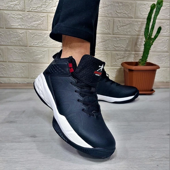 Jump 28652 Siyah-Beyaz Boğazlı Basket Spor Ayakkabı - Resim 4