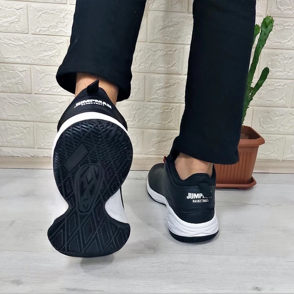 Jump 28652 Siyah-Beyaz Boğazlı Basket Spor Ayakkabı - Resim 6