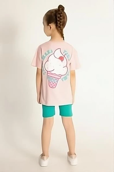 Kız Çocuk Taytlı Çiçekli Takım - Resim 6