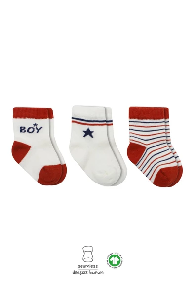 Bebek Boy And Girl Penye 3'lü Soket Çorap - 6