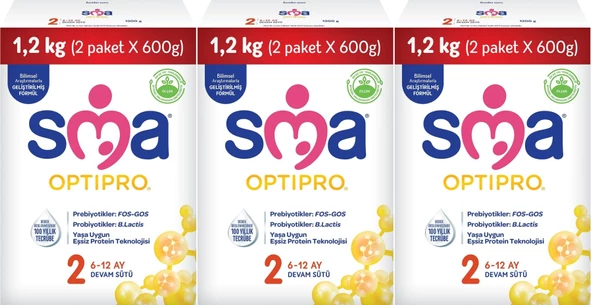 Sma Optipro 1200GR No:2 Devam Sütü (6-12 Ay) Kutu (3 Lü Set)