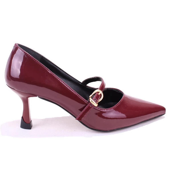 Dagoster DZA07-389100 Bordo Rugan Stiletto Topuklu Kadın Ayakkabı - 2