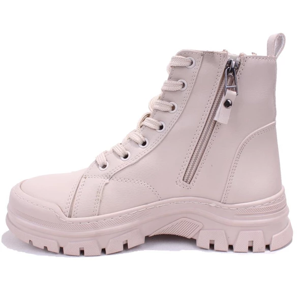 Dagoster DZA07-627586 Bej Ortopedik Günlük DüzTopuk Kadın Bot - 3