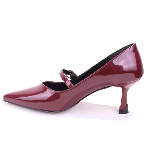 Dagoster DZA07-389100 Bordo Rugan Stiletto Topuklu Kadın Ayakkabı - 3