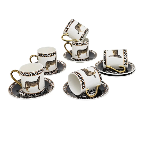 Sudedi Home Leopar Desen 6 Kişilik Fincan Takımı YX-230134 - 4