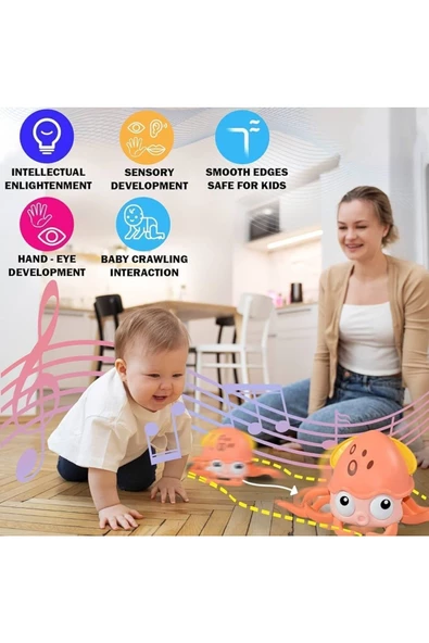 Emeklemeye Yardımcı Sensörlü Ahtapot Şarjlı Oyuncak - 5