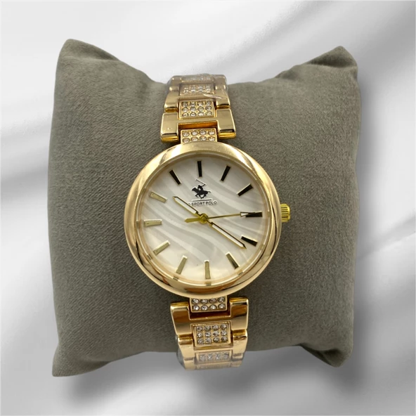 Gold Taşlı Şık Kadın Kol Saati