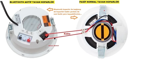 Bluetooth Alçıpan Tavan Hoparlör - Pasif Tavan Hoparlör ikisi Bir Arada - 2