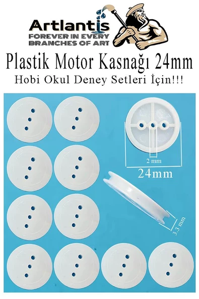 Plastik Kasnak 24 mm 10 lu 1 Paket Tekerlek Yuvarlak Kasnak Oyuncak Çıkrık Makara 2.4 cm Motor Kasnağı Deney Okul Hobi - 3
