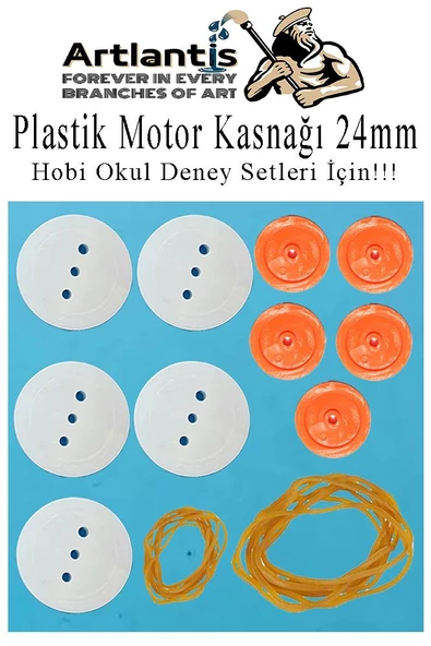 Plastik Kasnak 24mm ve 6.5mm 10 lu 1 Paket Tekerlek Yuvarlak Kasnak Oyuncak Çıkrık Makara Motor Kasnağı Deney Okul Hobi